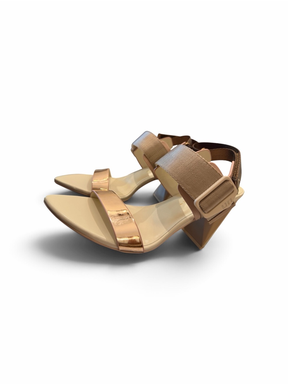 United Nude Rose Gold and Beige Block Heel Sandals
